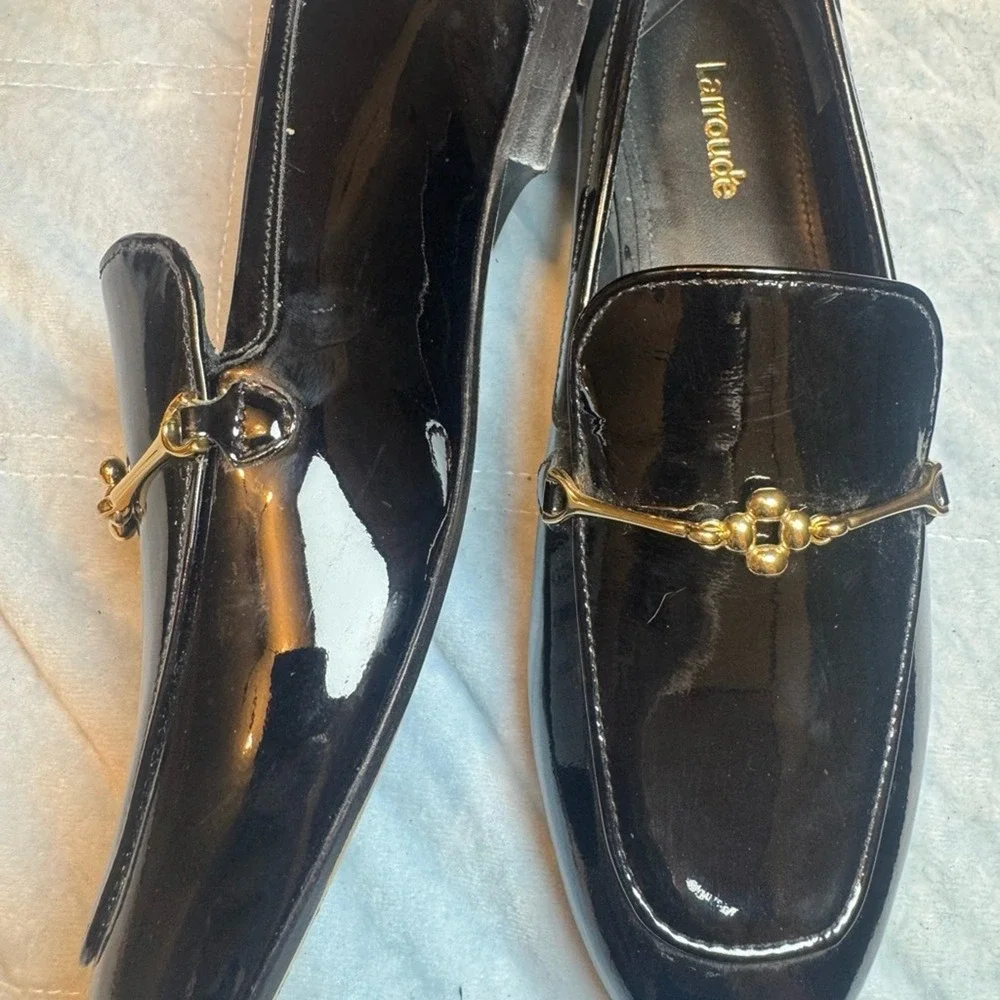 Larroudé‎ Katherine Black Patent Loafers Size 6